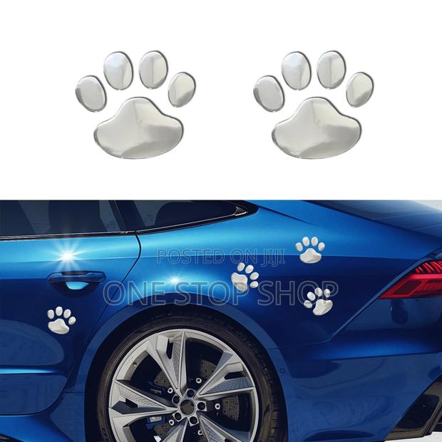 4pcs Set Dog/Cat Shiny PVC Cute Paw Print Stickers