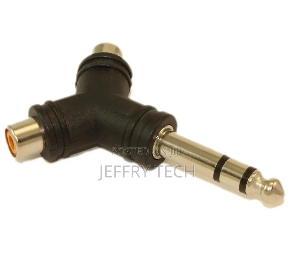 1/4inch Stereo Jack (Male) to 2 Rca (Female) Adapter Nickel Plated