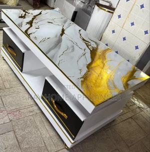 White Executive Coffee Table With Marble Topping - thumbnail 2