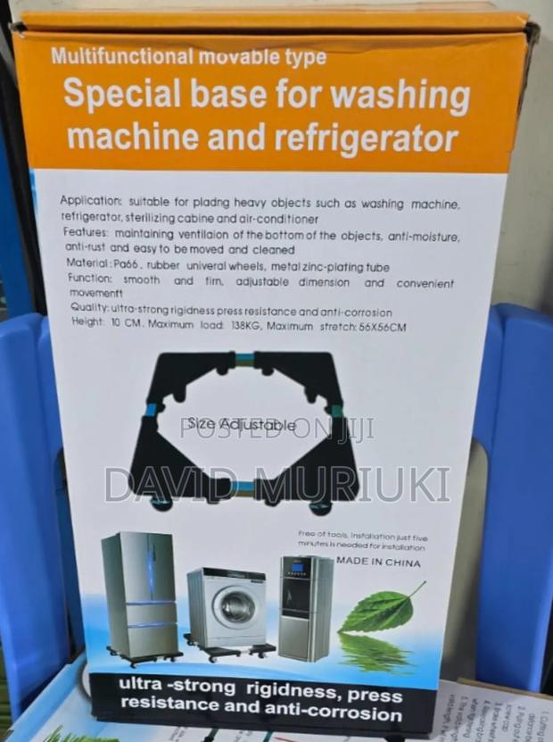 Strong Adjustable Fridge Stand With Anti-Slip Feet.
