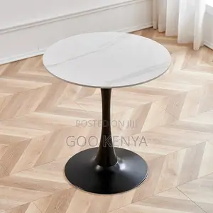 Home Table; Modern Circular Marble Coffee Table With Metal Legs