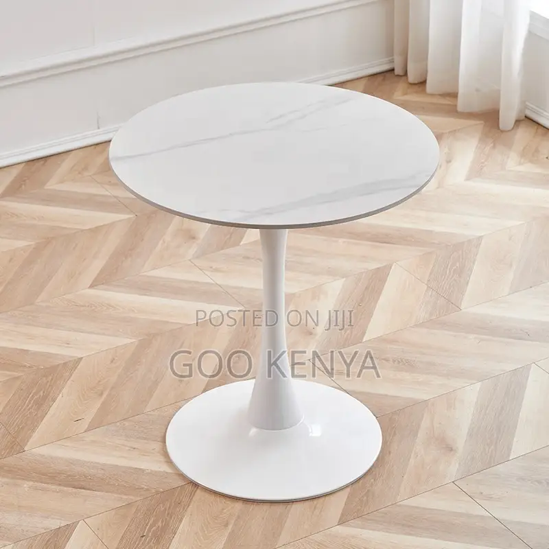 Home Table; Modern Circular Marble Coffee Table With Metal Legs
