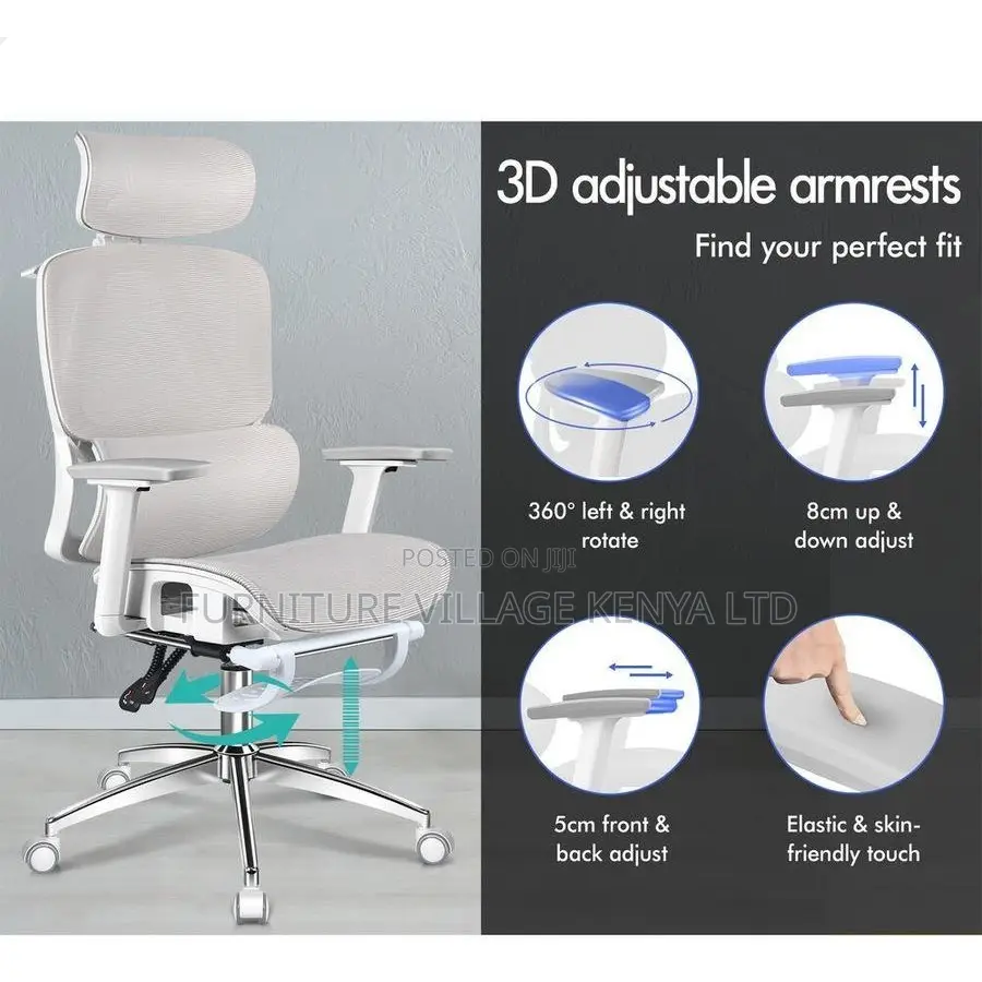 Office Chair; High Back White Orthopedic Office Seat