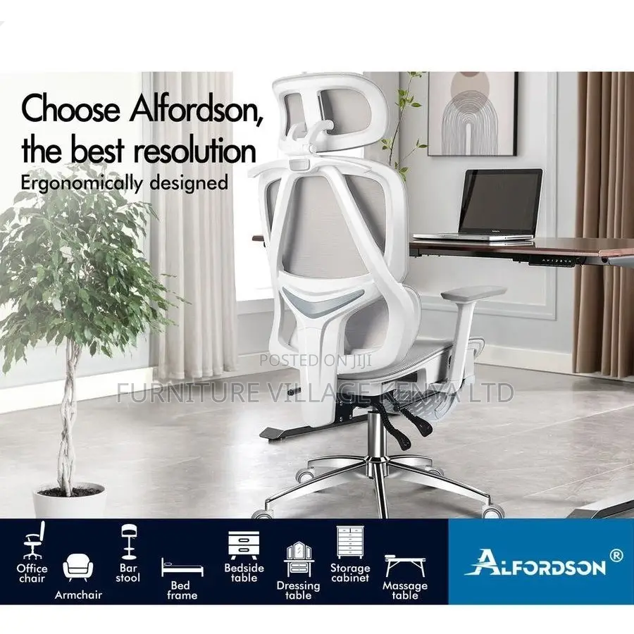 Office Chair; High Back White Orthopedic Office Seat