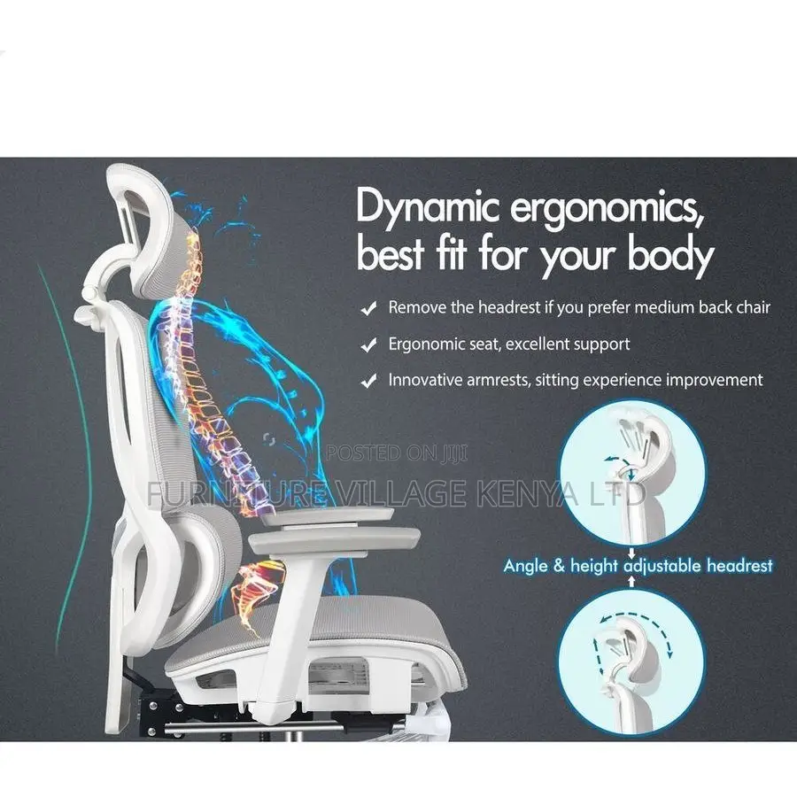 Office Chair; High Back White Orthopedic Office Seat
