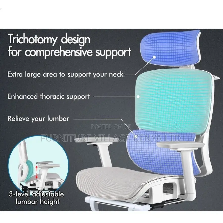 Office Chair; High Back White Orthopedic Office Seat