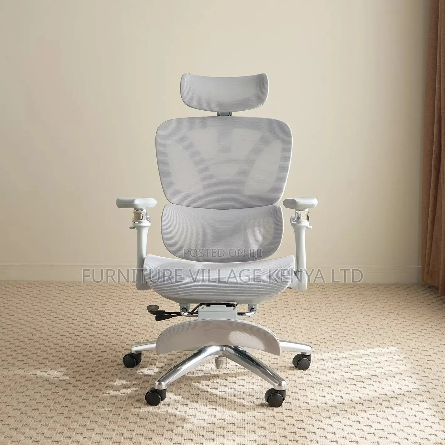 Office Chair; High Back White Orthopedic Office Seat