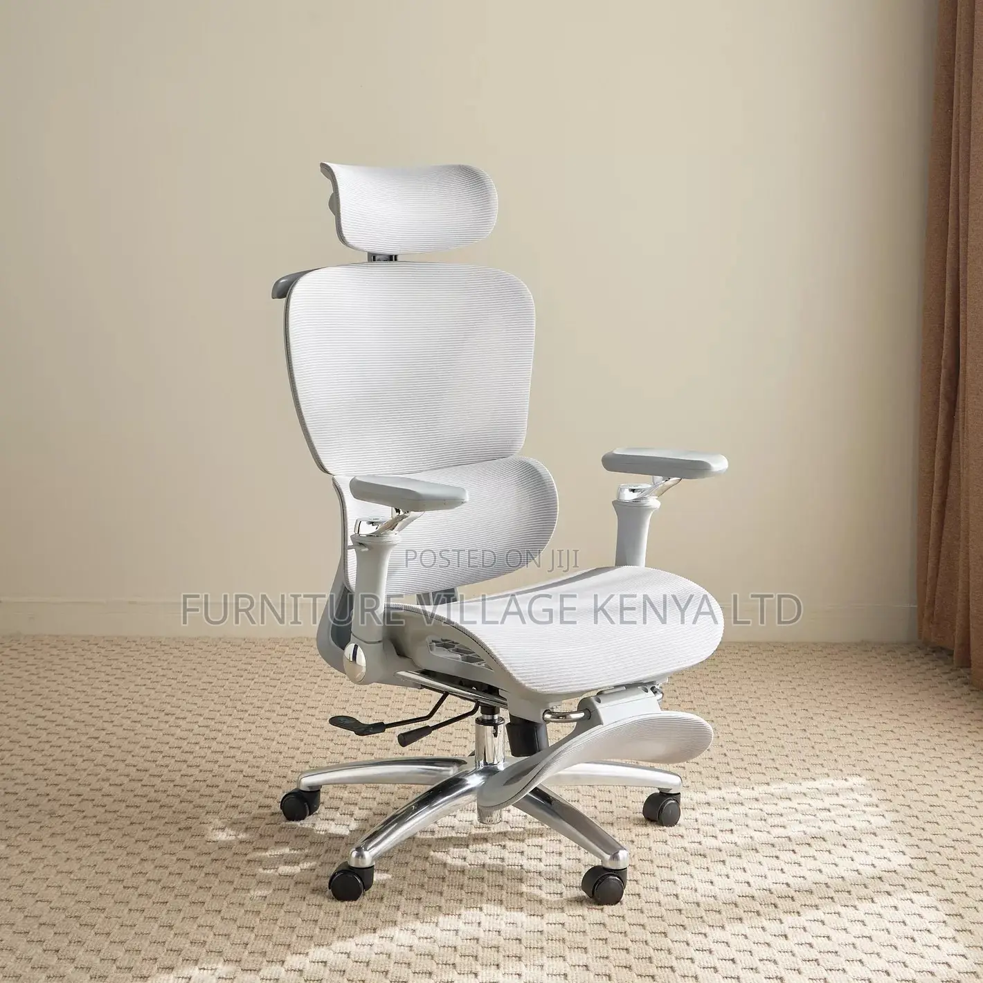 Office Chair; High Back White Orthopedic Office Seat