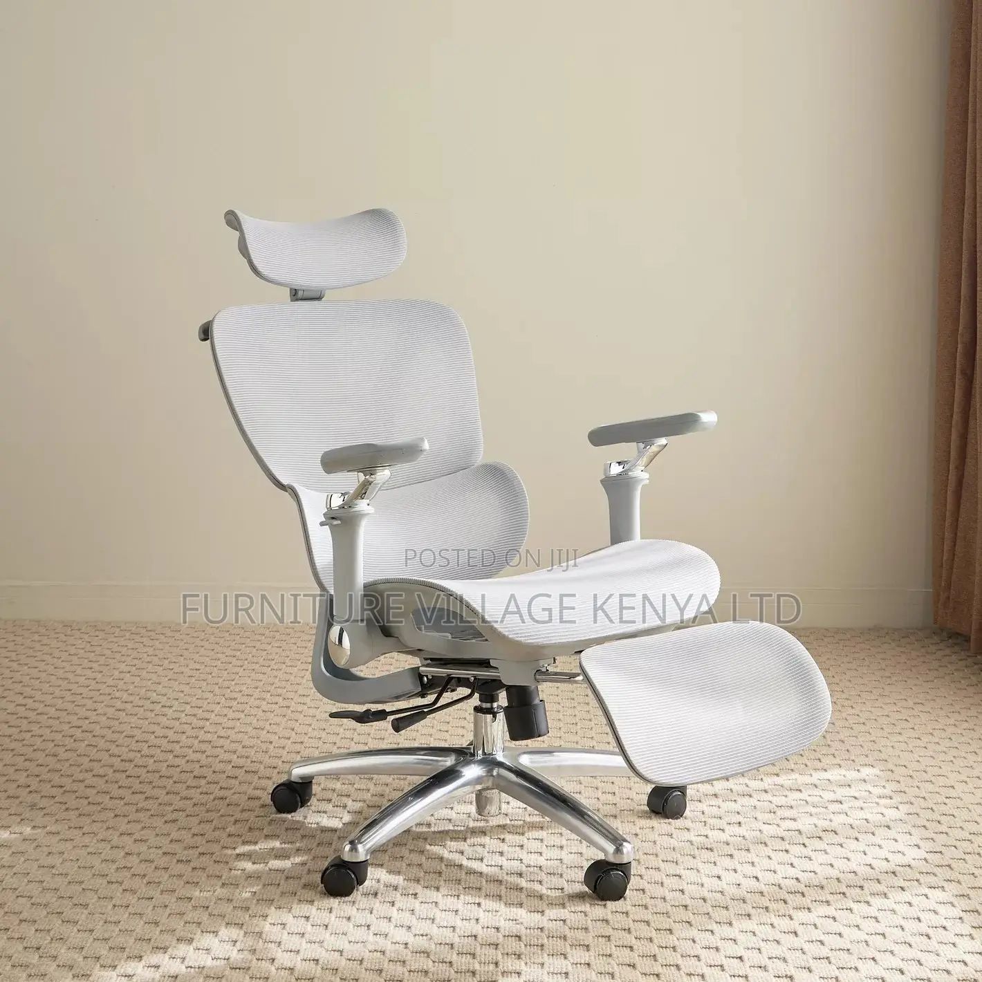 Office Chair; High Back White Orthopedic Office Seat