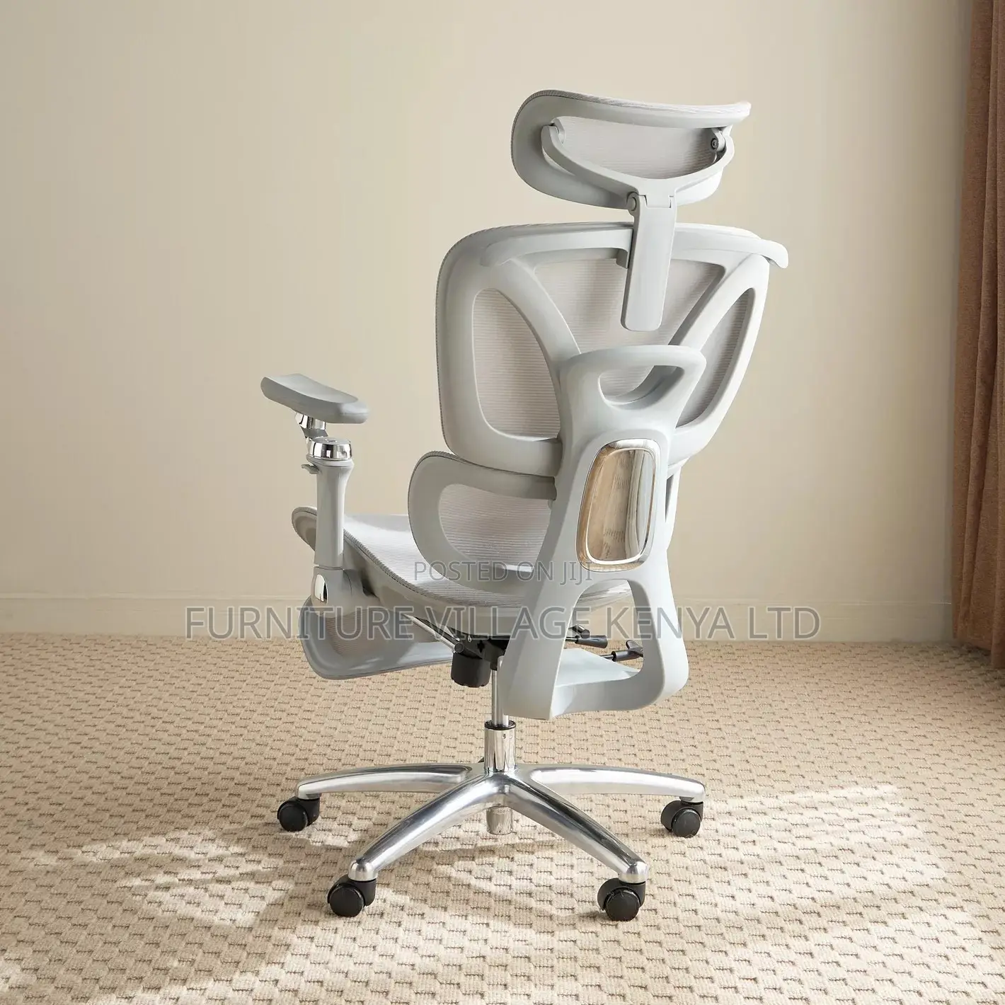 Office Chair; High Back White Orthopedic Office Seat