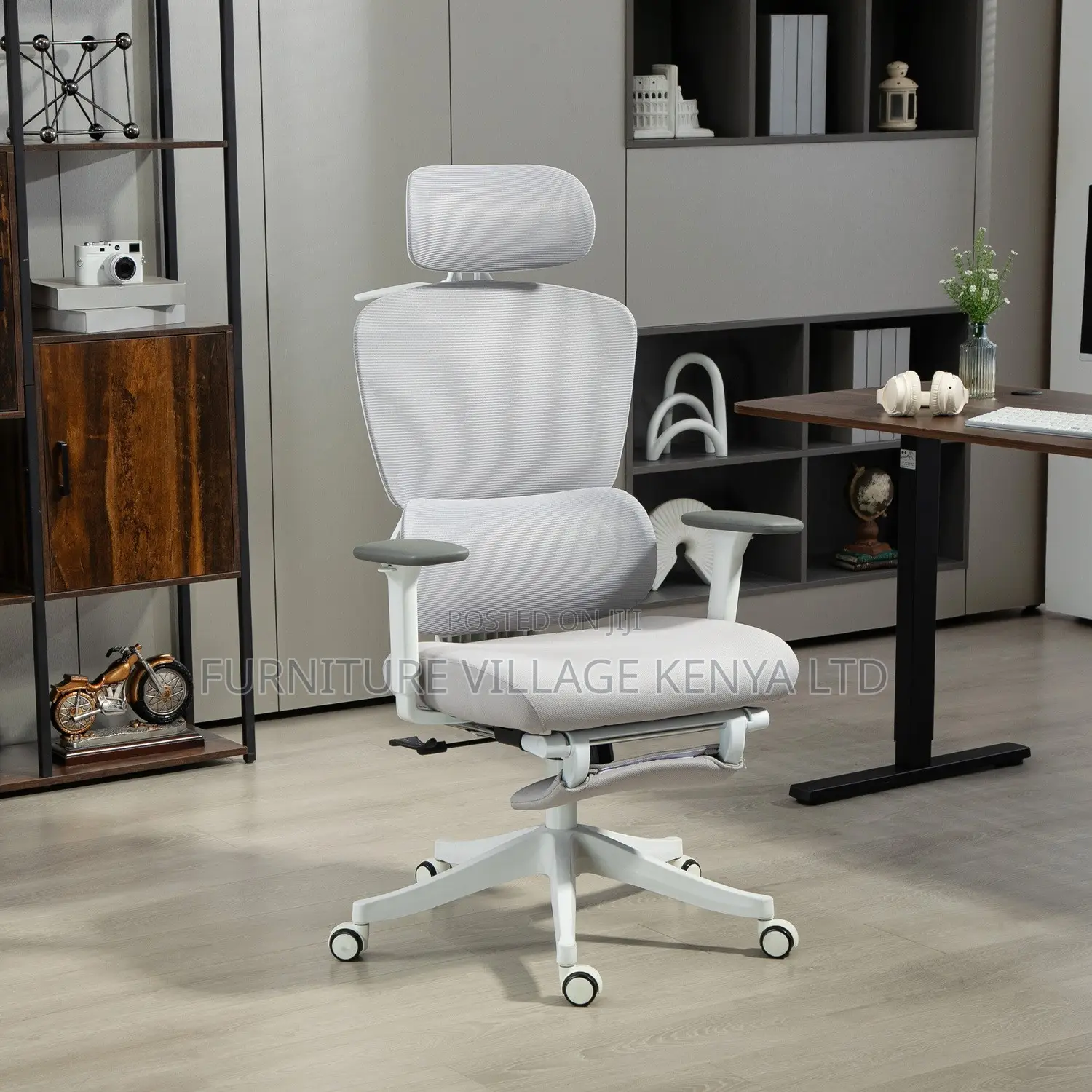Office Chair; High Back White Orthopedic Office Seat