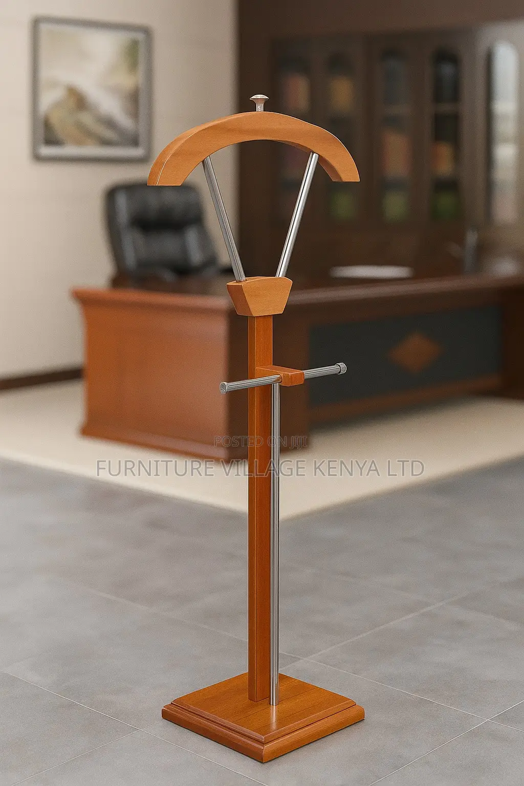 Coat Hanger; Modern Mahogany Office Coat Hanger