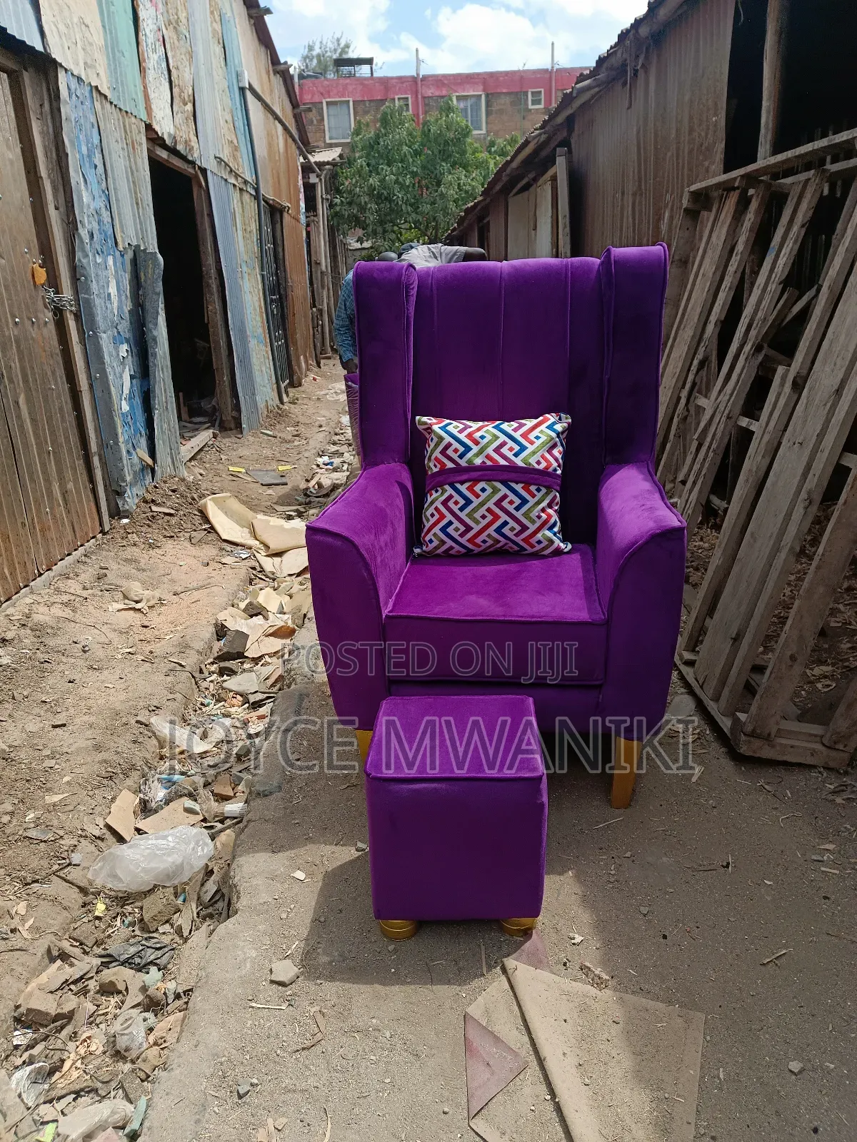 Modern Purple Pedicure Seat and a Pedicure Stool