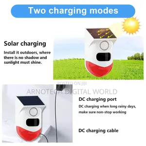 Solar Motionsensor Waterproof Securitysiren Withremote Strobelight