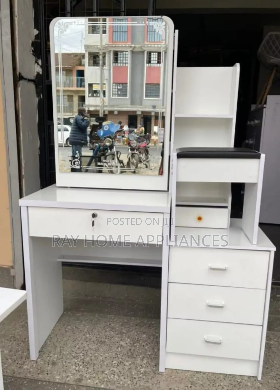 White Dressing Table With Sliding Mirror