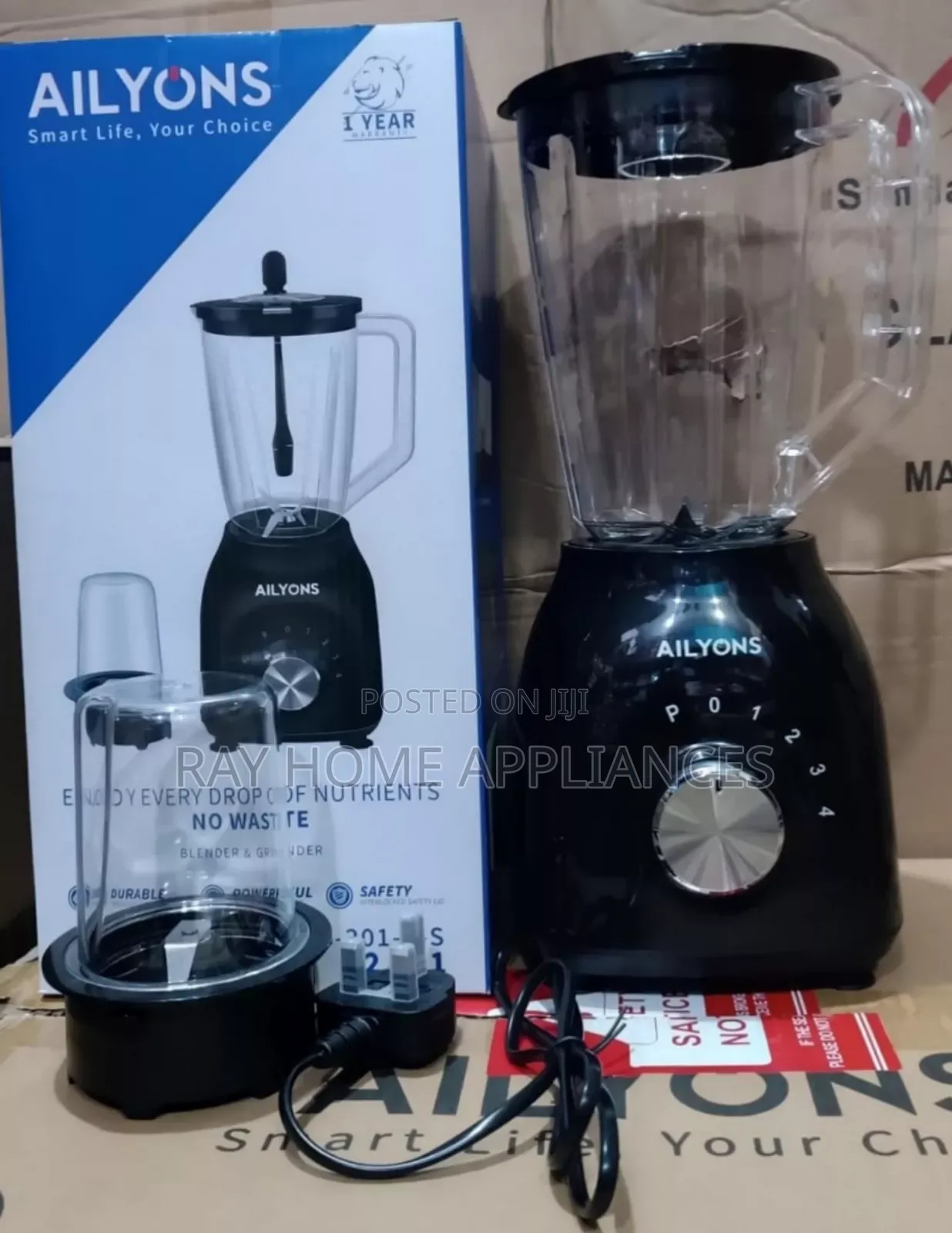 1.5litres Jar Black Ailyons 2 in 1 Blender