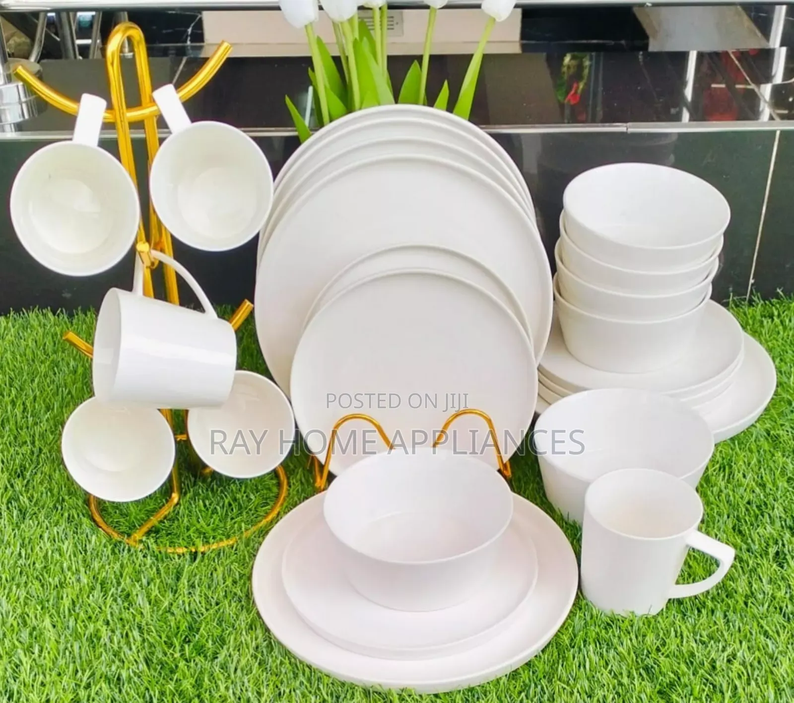 White Plain Ceramic 24pieces Dinner Set