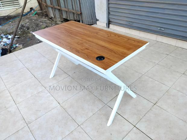 White Stand Metallic Office Table - main view