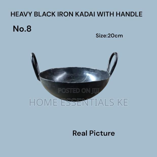 Heavy Black Iron Kadai – 8”20, 10"26cm,12"32cm
