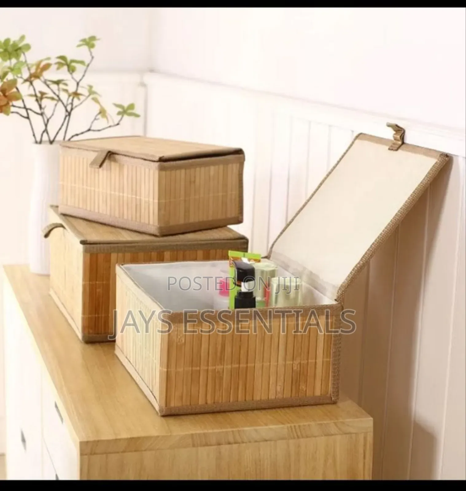 3pc Wicker Storage Boxes Set