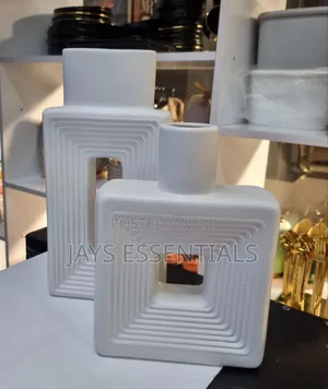 2pc Square Ceramic Vases Set