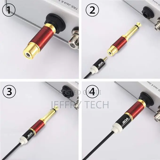 6.35mm Mono Male Jack to Female Rca Adapter