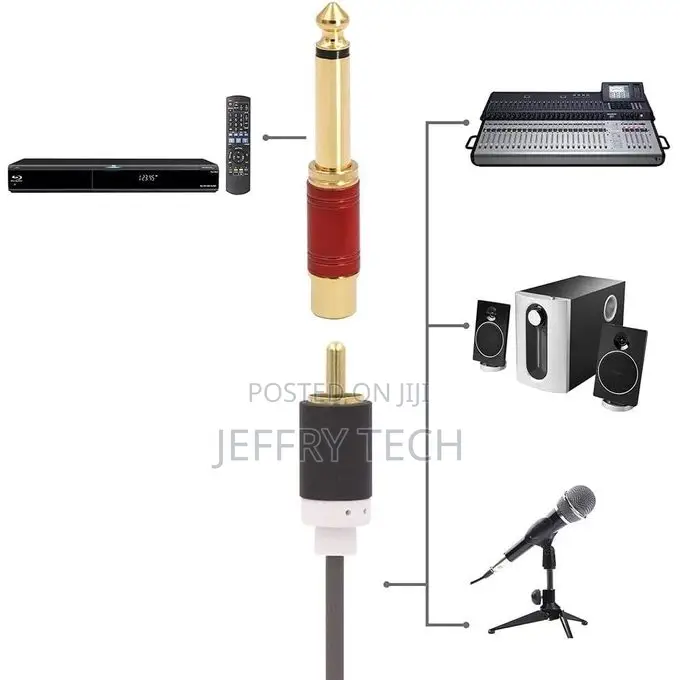 6.35mm Mono Male Jack to Female Rca Adapter