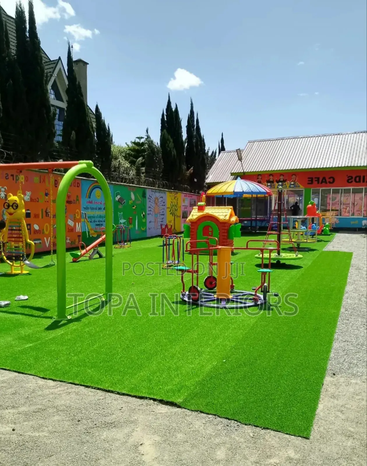 Kid Friendly Playground Artificial Turf Grass Carpets