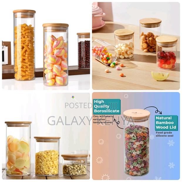Air Tight Glass Cereal Container With Bamboo Lid