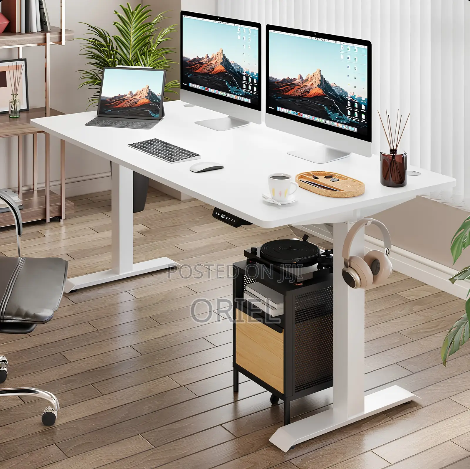 Office Desk : 1.6m Office Electric Height Adjustable Computer Desk