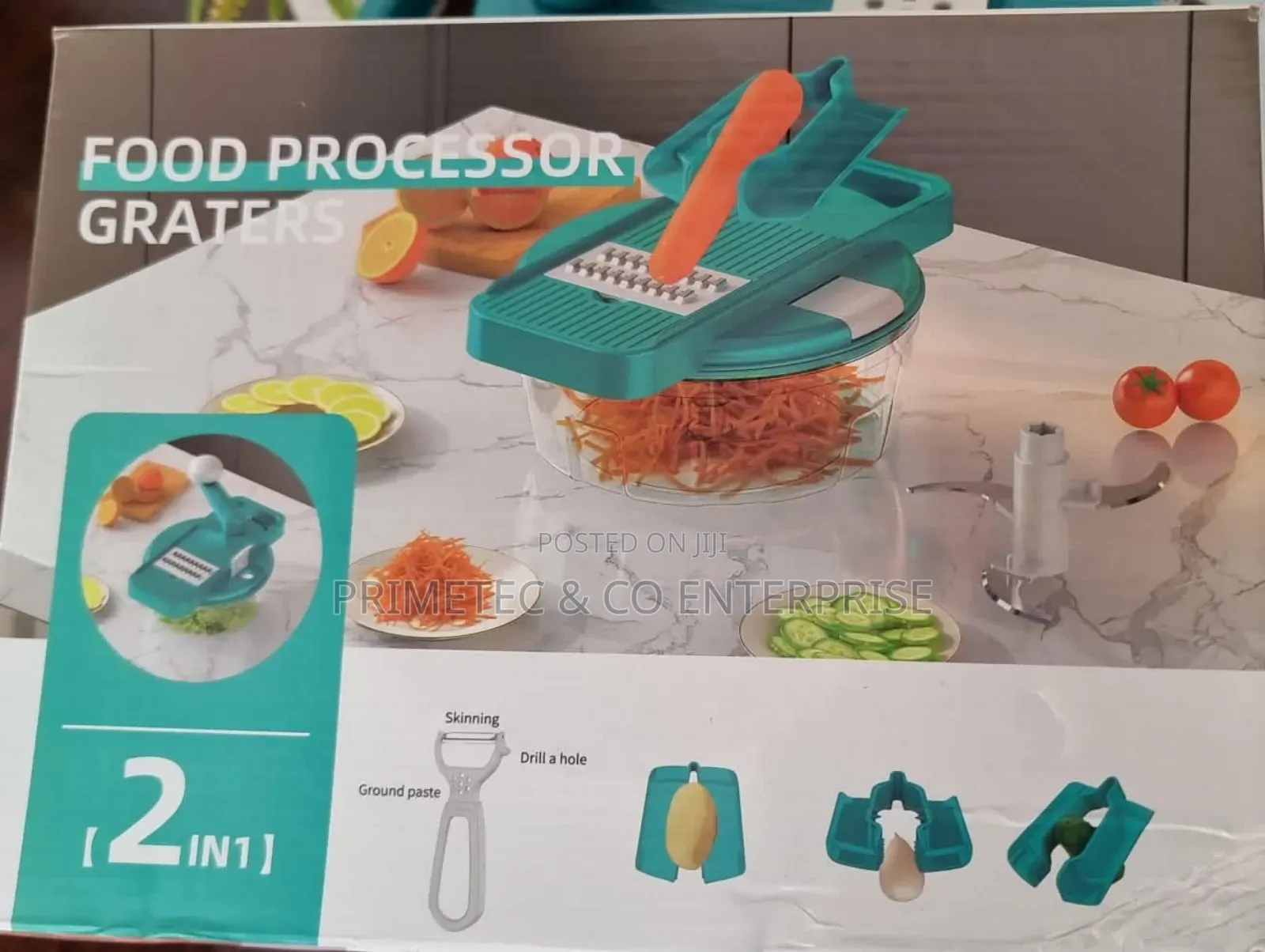 2in1 Manual Food Processor Chopper Grater With Peeler