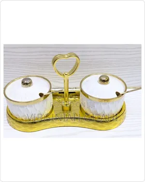 White 2pcs Ceramic Sugar Dishes With Stand -