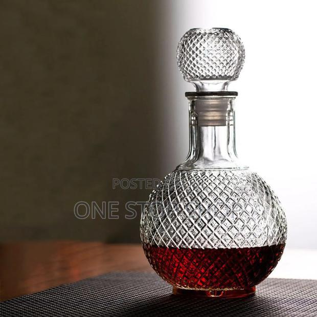 Luxury Round Ball Shaped Diamond Cut Whisky Decanter - main view