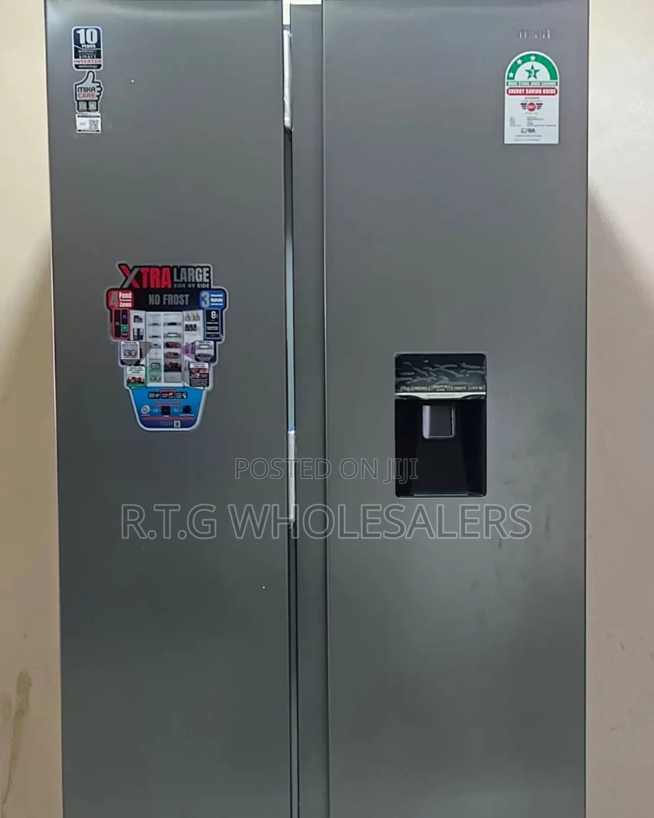 Mika 429 L Side‐By‐Side Fridge – Water Dispenser, No Frost