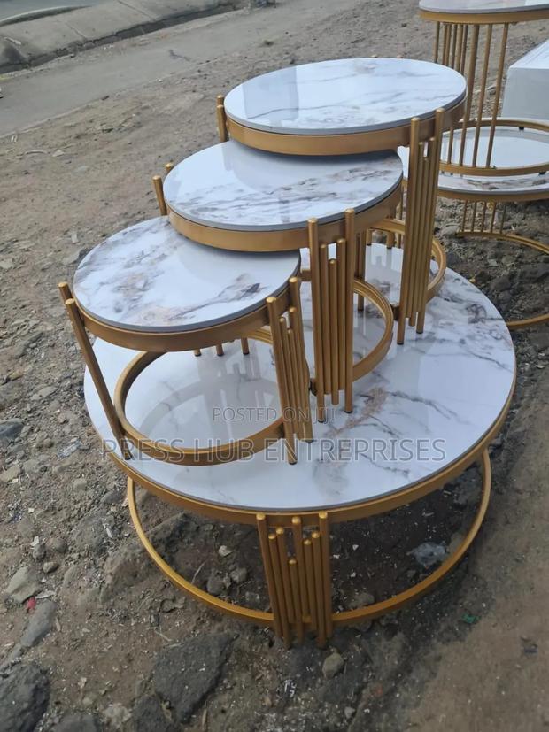 4 in-1 Executive Pure Marble Nesting Table Set, - main view