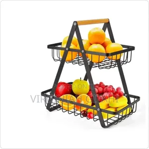 Black*2-tier Fruit Basket Removable 2-tier Fruit Basket