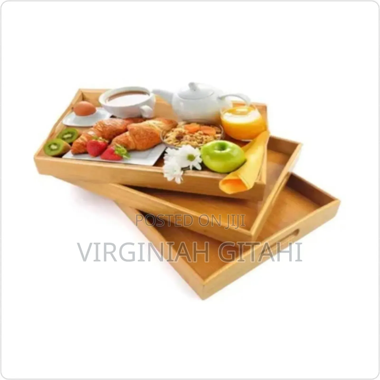 *2pcs* Wooden Bamboo Trays