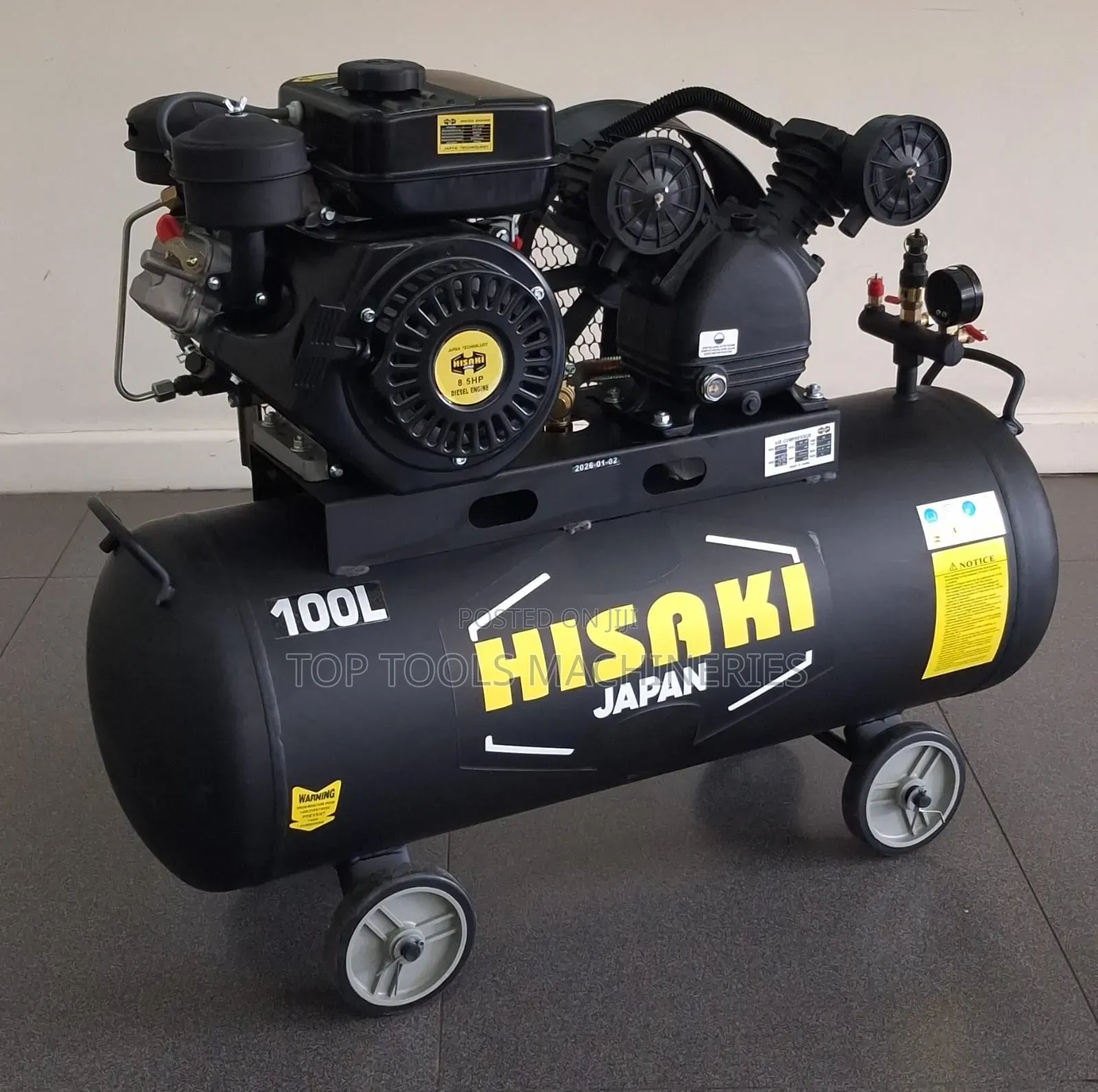 Hisaki Japan Air Compressor 100l With Diesel Engine 8.5hp