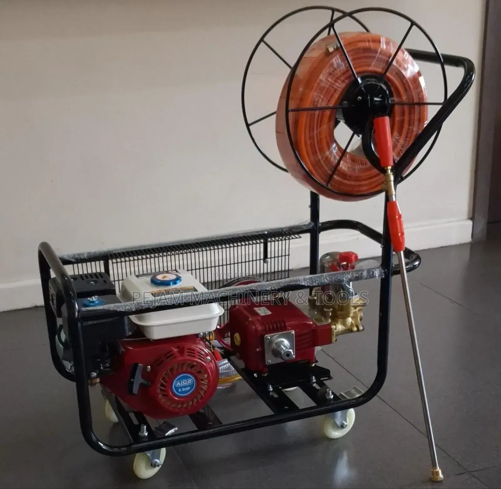 Ac840ps Aico Japan Trolley Sprayer Petrol 8hp Engine With 50mhose Reel