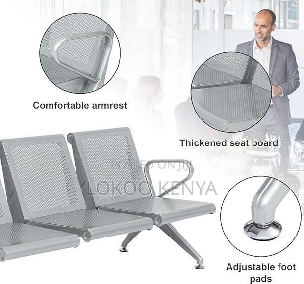 Waiting Bench; 3 Link Non Padded Heavy Duty Reception Waiting Bench - thumbnail 4