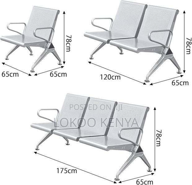 Waiting Bench; 3 Link Non Padded Heavy Duty Reception Waiting Bench - thumbnail 8