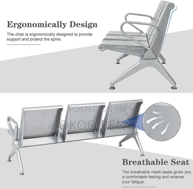 Waiting Bench; 3 Link Non Padded Heavy Duty Reception Waiting Bench - thumbnail 12