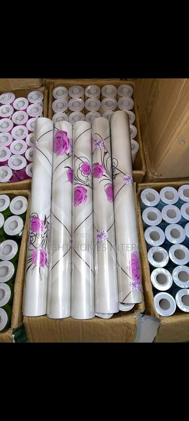 Self Adhesive Wallpapers Purple Flowered