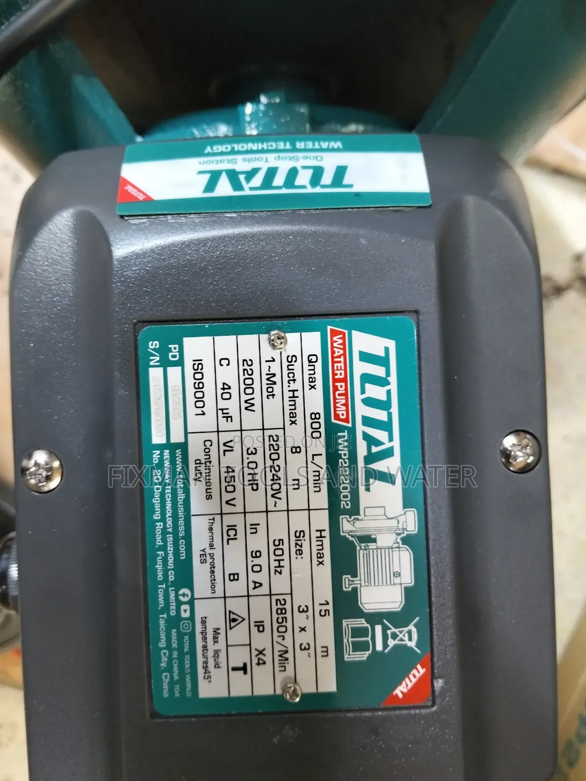 Total Booster Pump 3 Hp 3 Inch Pipe 800l/Min 15 M Head