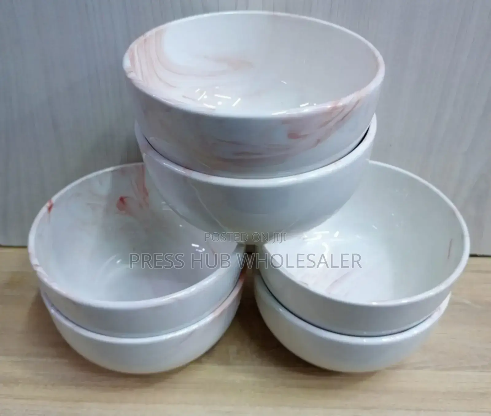 Marble-Patterned Ceramic Bowls,: 