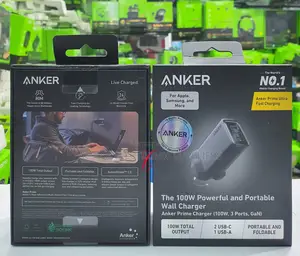 Anker 100w Gan 3 Port Prime Charger for Phone, Laptop and Tablet