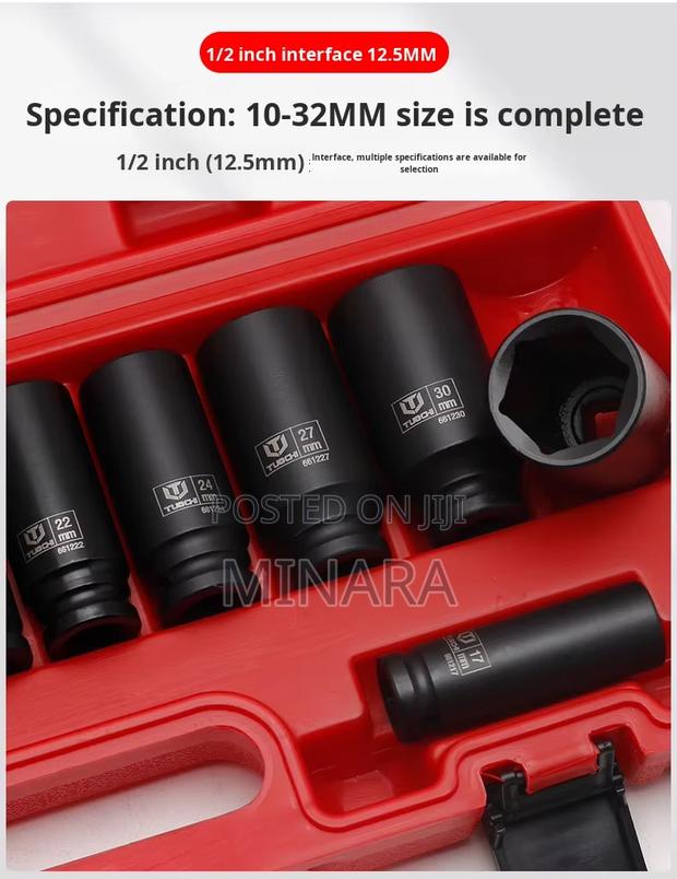15 Pcs, 1/2'' Dr, Deep Impact Socket Set, 6 Point, Heavy Duty 10-32mm - thumbnail 3
