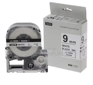 Epson 9mm X 8m Black on White Tape