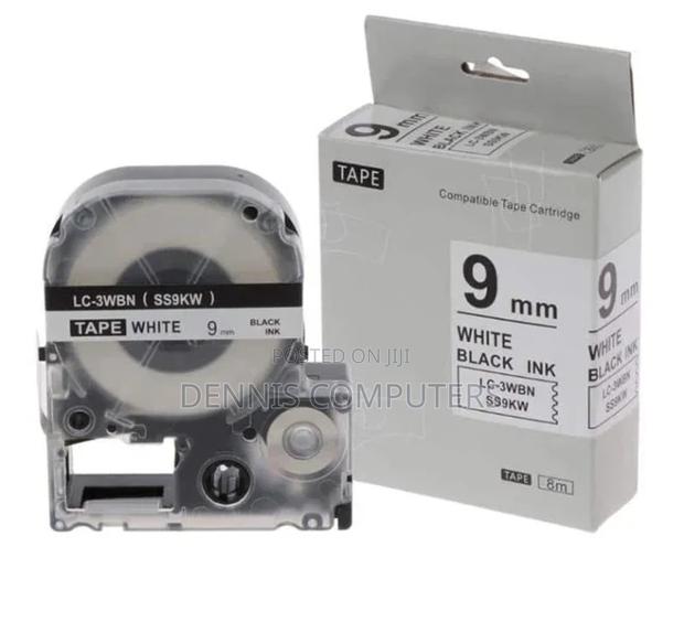 Epson 9mm X 8m Black on White Tape
