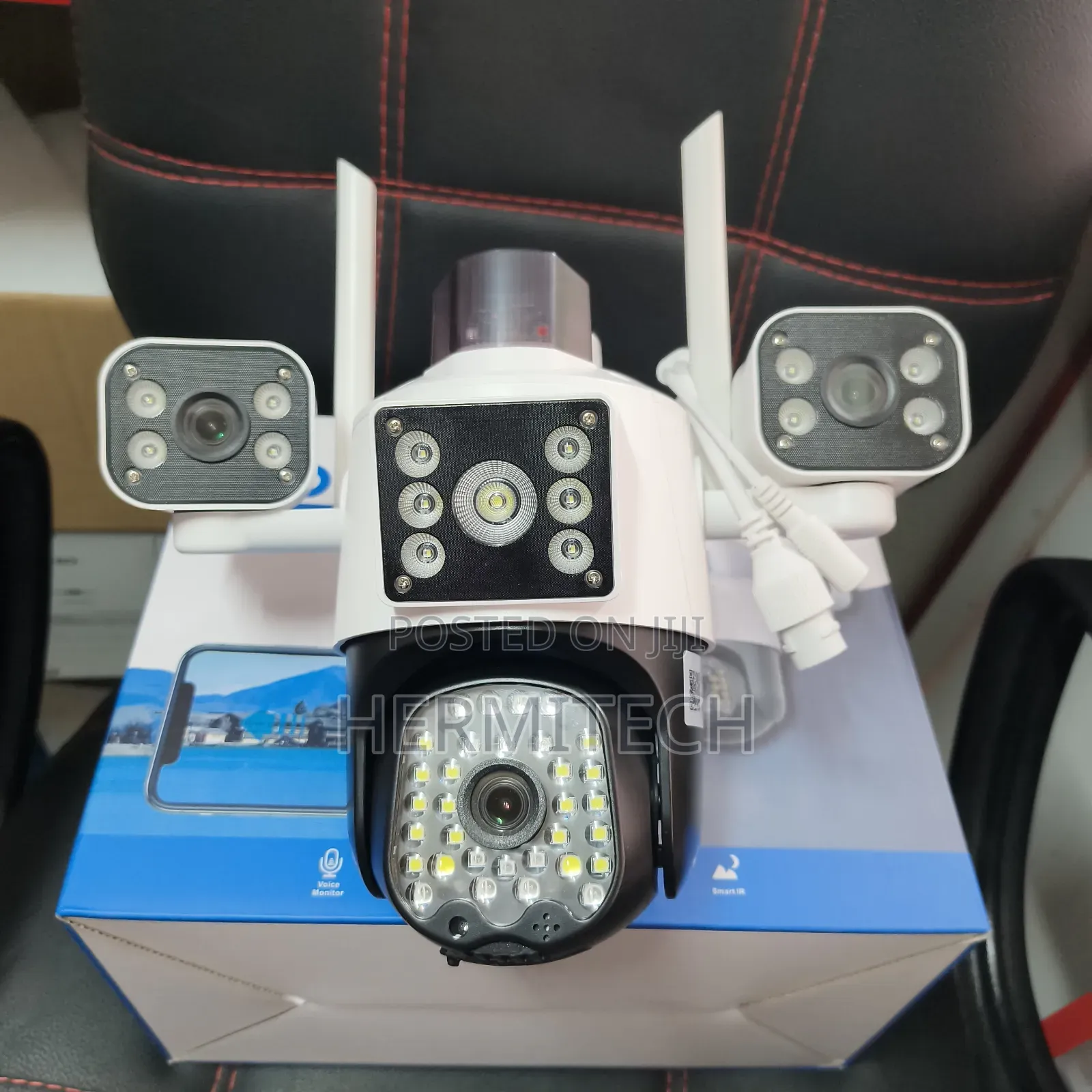 Hd Triple Lens Wifi Camera Electric Powered PTZ Surveillance Security